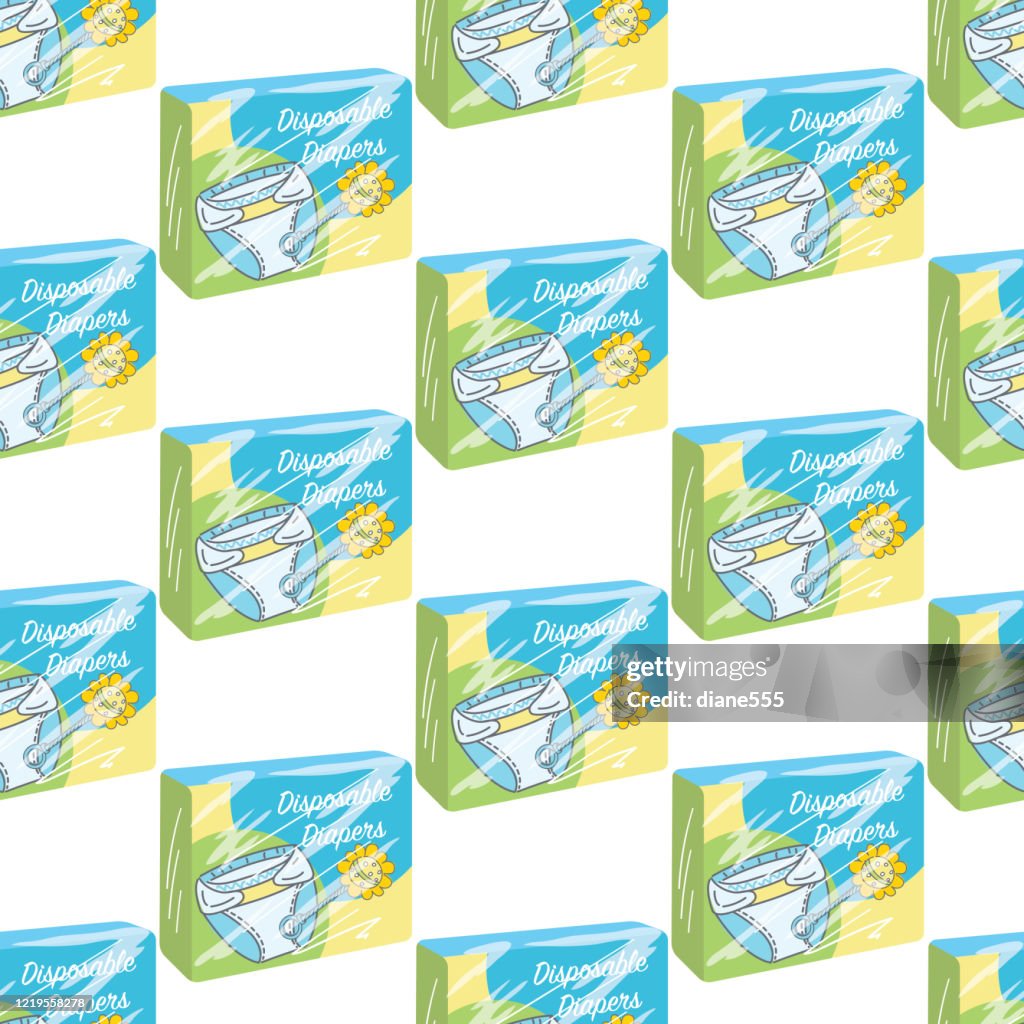Packages Of Diapers Seamless Pattern