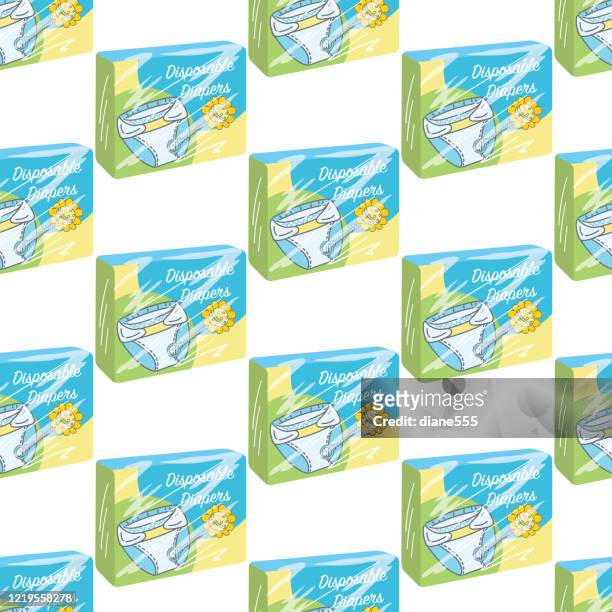 packages of diapers seamless pattern - nappy stock illustrations