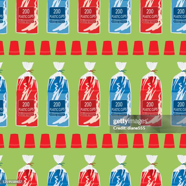 drink cup seamles pattern - disposable packaging stock illustrations