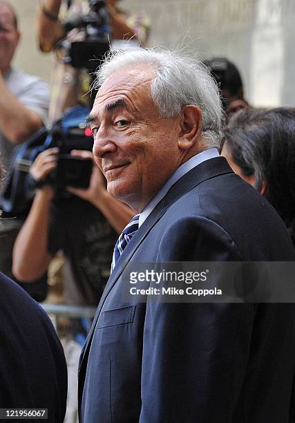 Dominique Strauss-Kahn leaves Manhattan Criminal Court after a status hearing on the sexual assault charges against him on August 23, 2011 in New...