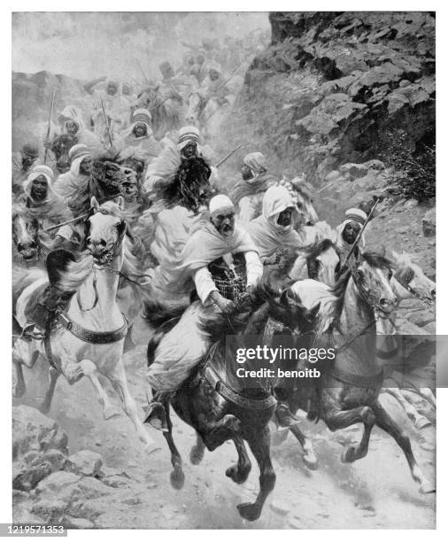 arabian cavalry - ksa people stock illustrations