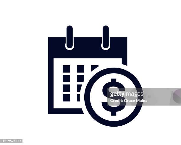 calendar days of the month with a scheduled reminder with a usa currency dollar sign - deadline stock illustrations