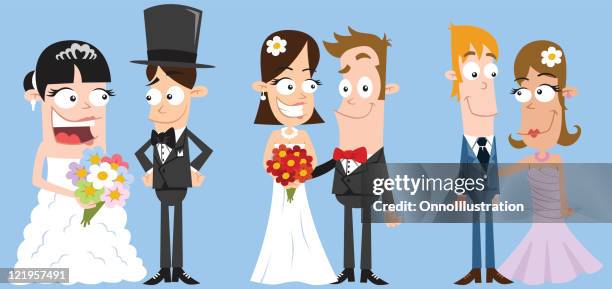 wedding couples - windsor knot stock illustrations