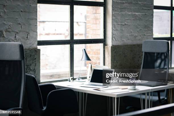 182 Empty Desk With Laptop Stock Photos, High-Res Pictures, and Images ...