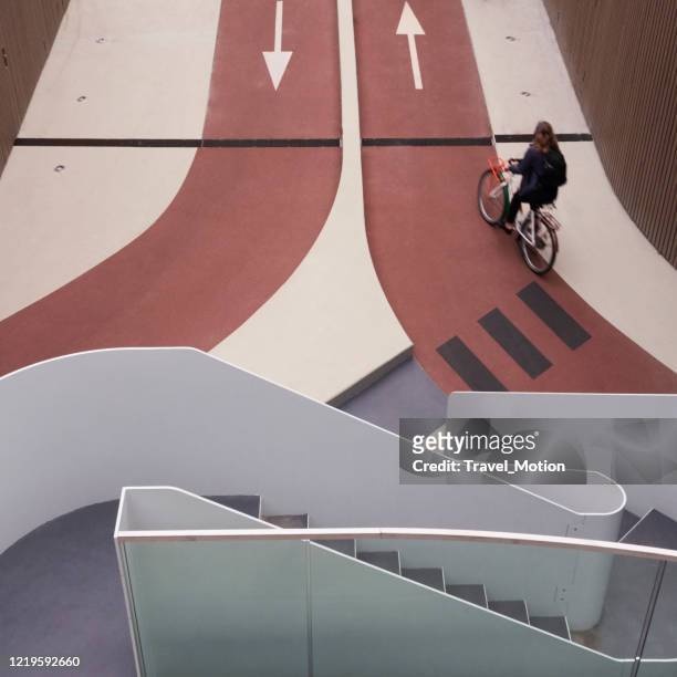 station parking facilty cycleways in utrecht, the netherlands - utrecht stock pictures, royalty-free photos & images
