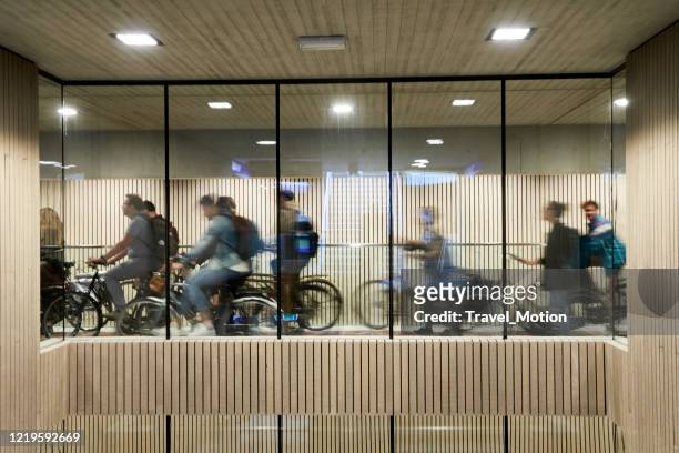 station bicycle parking facilty - utrecht stock pictures, royalty-free photos & images