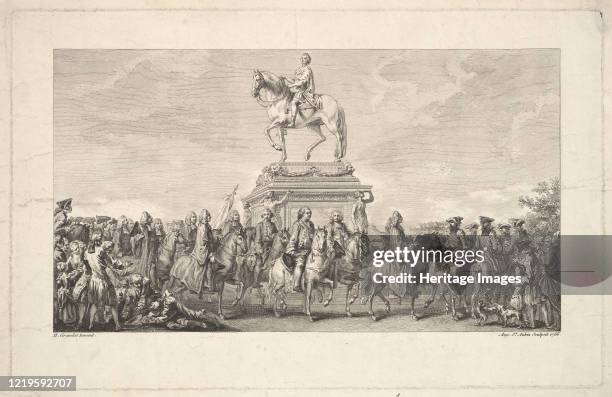 The Inauguration of the Statue of Louis XV, Vignette on page 1, from Description des Travaux qui ont précédé. Accompagné et suivi la fonte en bronze...
