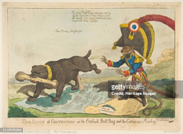 The Bone of Contention or the English Bull Dog and the Corsican Monkey, June 14, 1803. Artist Charles Williams.