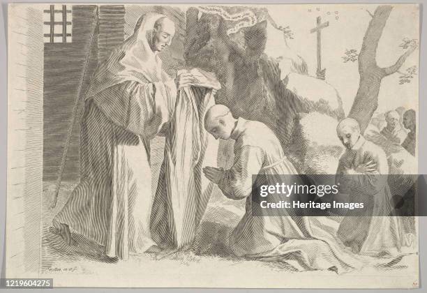 St. Bernard Receives a Monk's Habit. Artist Claude Mellan.