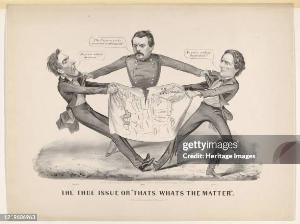 The True Issue or "Thats Whats the Matter", 1864. Abraham Lincoln and Jefferson Davis, presidents of the United States and the Confederacy, struggle...