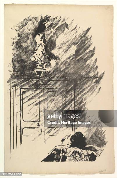 Perched upon a Bust of Pallas. Illustration to The Raven by Edgar Allan Poe, 1875. Artist Edouard Manet.