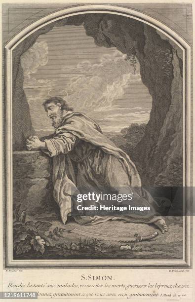 Saint Simon, 1726. After Francois Boucher. Artist Etienne Brion.