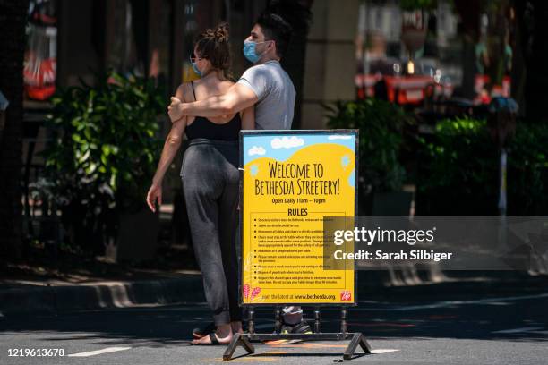 Portion of Woodmont Avenue in Bethesda, Maryland, is closed off to cars so that restaurants can expand their outdoor dining space during the...