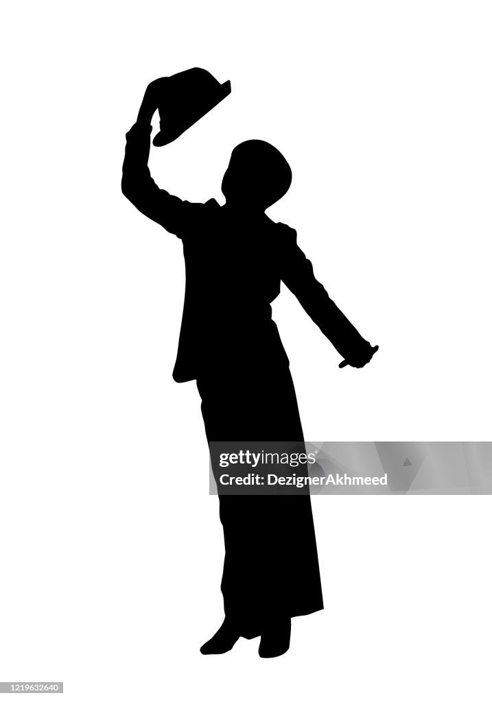 Teenage boy in latin dance motion vector silhouette