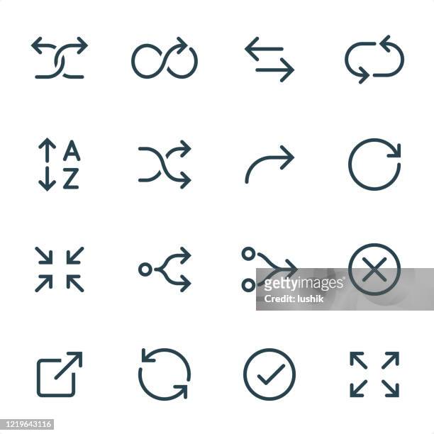 illustrations, cliparts, dessins animés et icônes de interface arrows - pixel perfect unicolor line icons - clonage