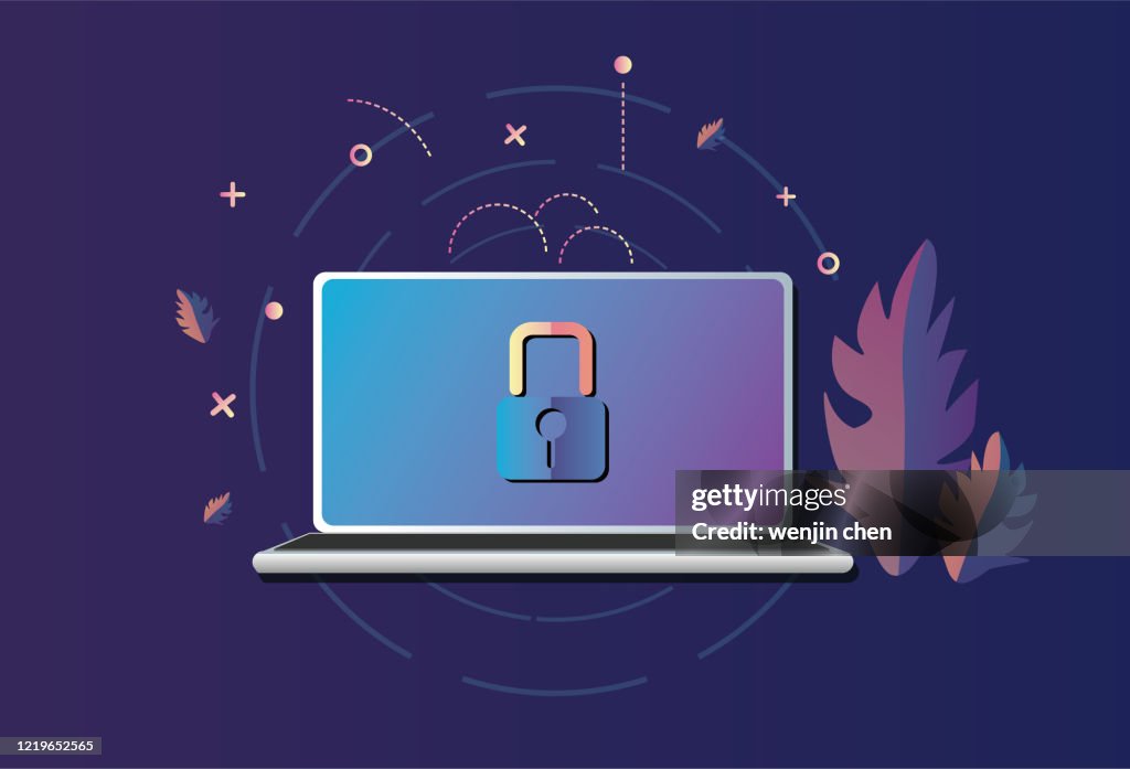 Lock Your Computer Vector Image Laptop And Lock High-Res Vector Graphic - Getty Images