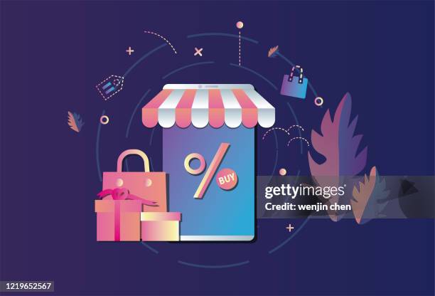 mobile shopping promotions - beauty counter stock illustrations
