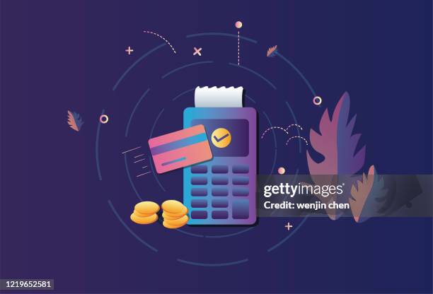 pay by credit card wirelessly - handheld barcode scanner stock illustrations