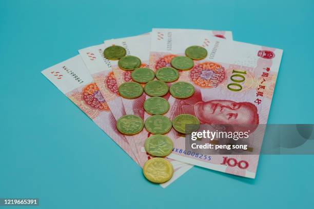 legal tender of china: rmb - chinese currency stock-fotos und bilder