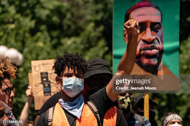 People join the group Strategy for Black Lives to protest in support of Black Empowerment and demand police reform in Union Square on June 13 in New...