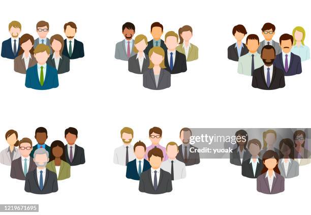 business group-symbolsatz - geschäftsleute gruppe stock-grafiken, -clipart, -cartoons und -symbole