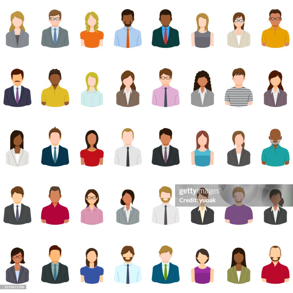 Set of abstract business people avatars