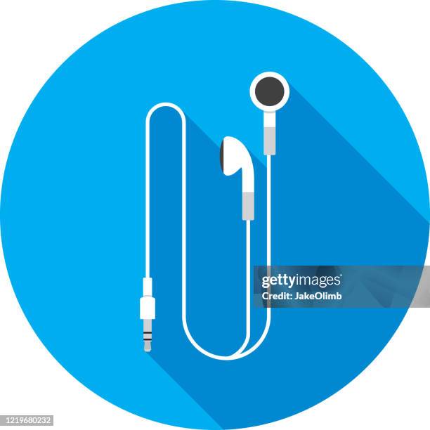 earbud headset icon flat - wireless sound system stock illustrations