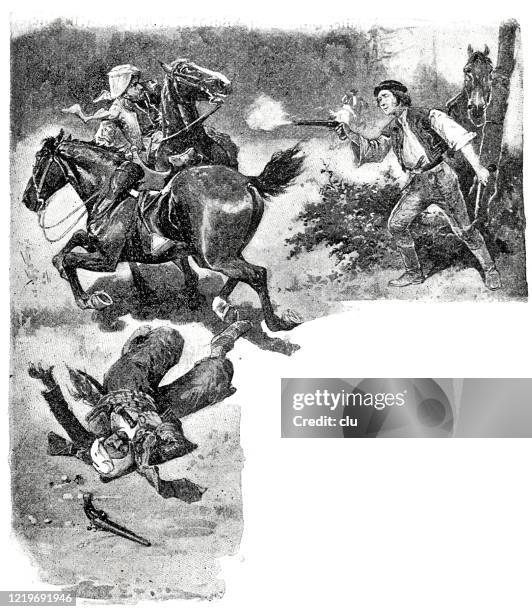 man shooting on riders - militant groups stock illustrations