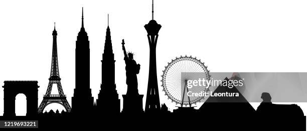 las vegas (all buildings are complete and moveable) - las vegas skyline stock illustrations