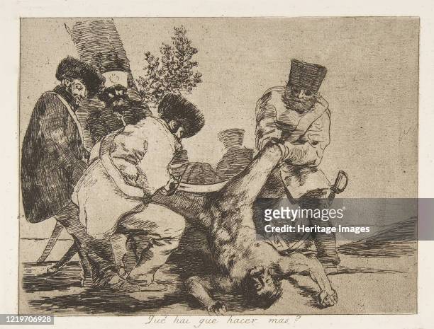 Plate 33 from 'The Disasters of War' : 'What more can be done?' , 1810 . Artist Francisco Goya.