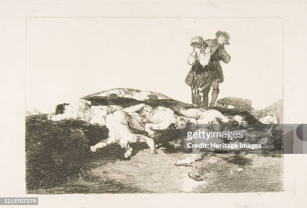 Plate18 from 'The Disasters of War' : 'Bury them and keep quiet.' , 1810. Artist Francisco Goya.
