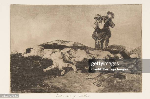 Plate18 from 'The Disasters of War' : 'Bury them and keep quiet.' , 1810-20, published 1863. Artist Francisco Goya.