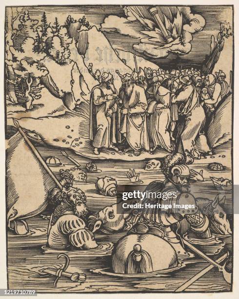 The Egyptians Crossing the Red Sea, from Das Buch Granatapfel, 1511. Artist Hans Baldung.