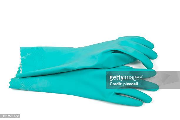 rubber gloves - blue - rubber gloves stockfoto's en -beelden