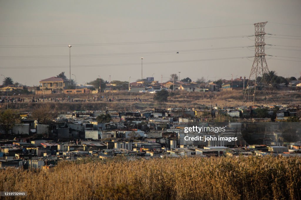 View of a South African township in Soweto