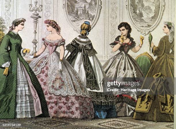 Crinolines from 1850. Artist Unknown.