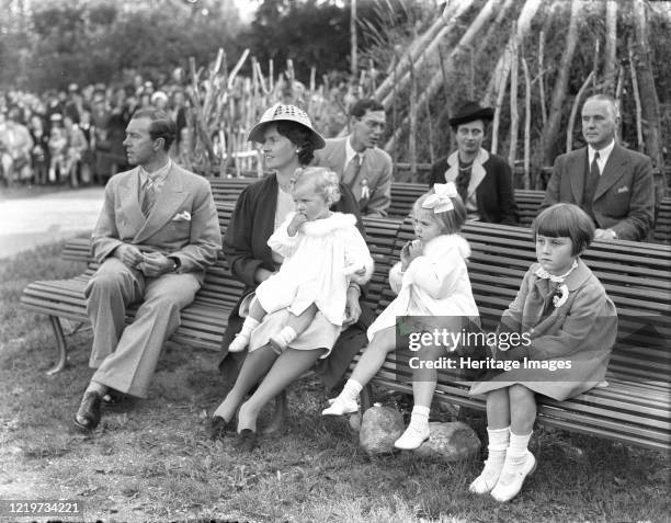 Prince Gustav Adolf, Princess Sibylla, Princesses Margaretha and Birgitta and unknown girl on Children's Day, Stockholm, Sweden, 3/9 1938. Artist...