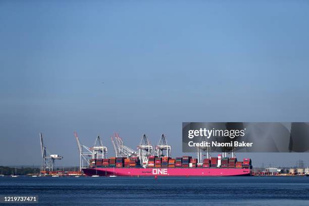 Southampton Docks are pictured on April 19, 2020 in Southampton, England. In a press conference on Thursday, First Secretary of State Dominic Raab...