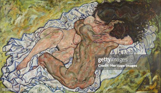 The Embrace, 1917. Found in the Collection of Österreichische Galerie Belvedere, Vienna. Artist Schiele, Egon .