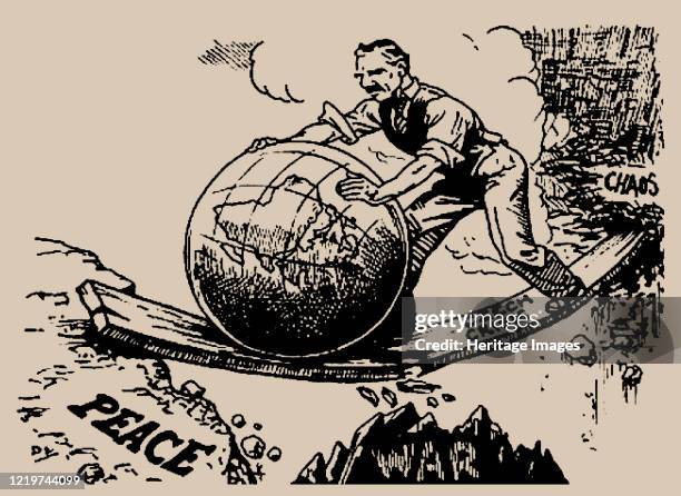 Chamberlain rolls the world towards peace, 1938. Private Collection. Artist Anonymous.