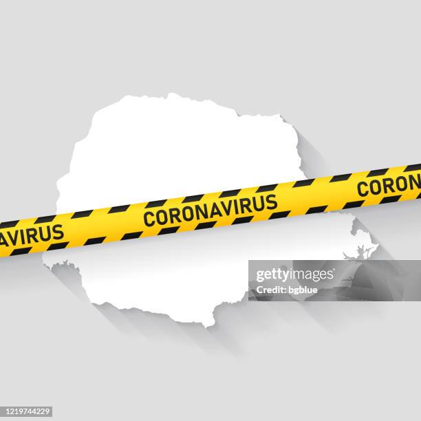 parana karte mit coronavirus vorsichtsband. covid-19-ausbruch - curitiba stock-grafiken, -clipart, -cartoons und -symbole