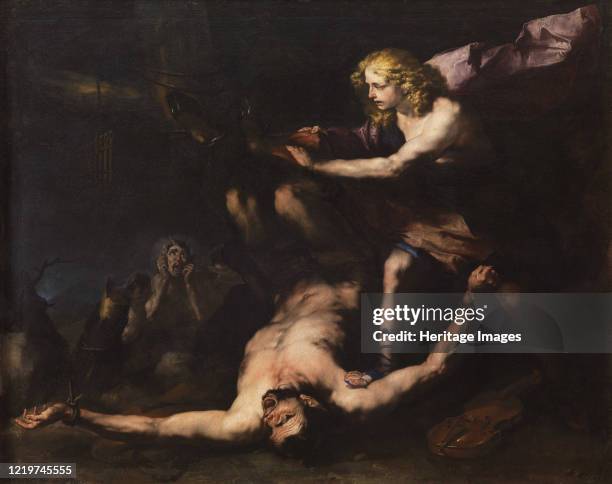 Apollo and Marsyas, circa 1660. Found in the Collection of Museo di Capodimonte, Naples. Artist Giordano, Luca .