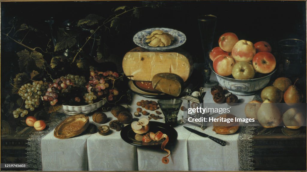 Still Life With Cheese And Fruits