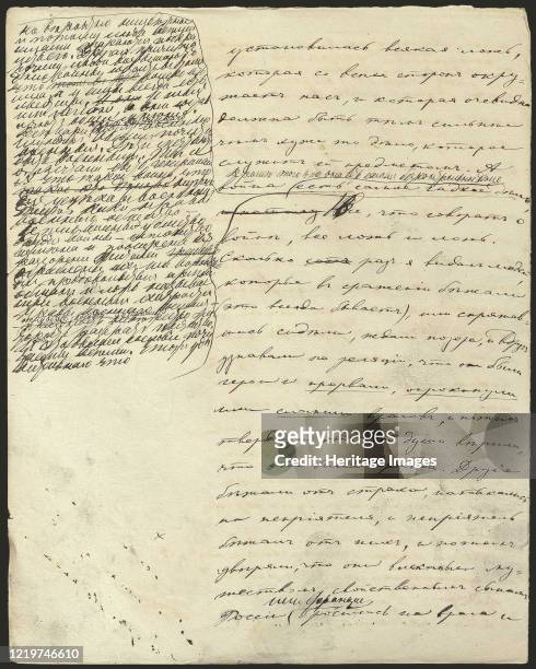 War and Peace, Book III, Part 2, Chap. 25, autograph manuscript, 1865-1869. Found in the Collection of State Museum of Leo Tolstoy, Moscow. Artist...