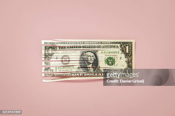 shredded one dollar bill - deterioration stock pictures, royalty-free photos & images