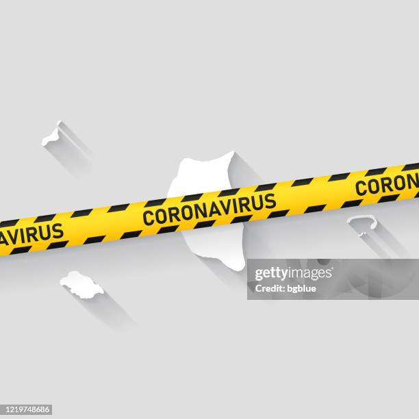 bildbanksillustrationer, clip art samt tecknat material och ikoner med pitcairn islands karta med coronavirus varning tejp. covid-19 utbrott - pitcairnöarna