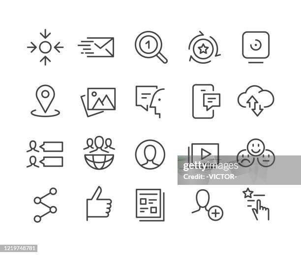 social media - icons - classic line series - social media followers stock illustrations
