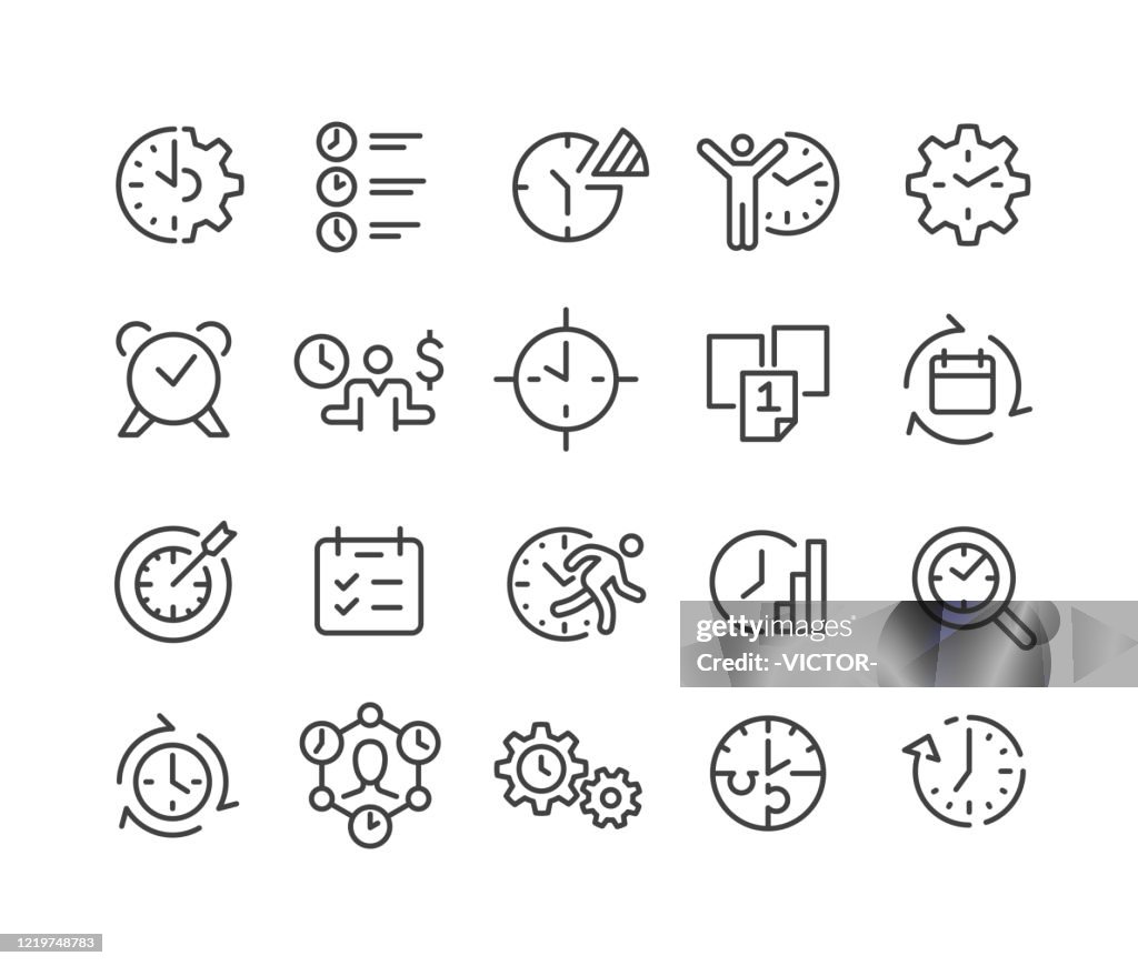 Zeitmanagement - Icons - Classic Line Series