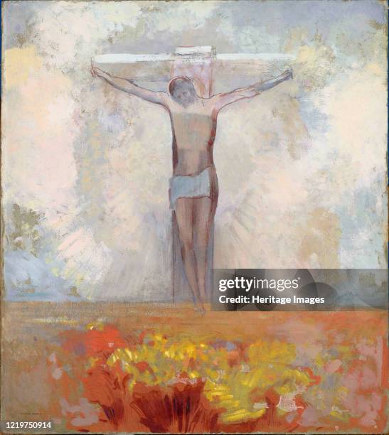 Christ en croix, circa 1910. Found in the Collection of Musée d'Orsay, Paris. Artist Redon, Odilon .
