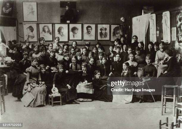 The women of the Académie Julian , 1880-1890. Private Collection. Artist Anonymous.
